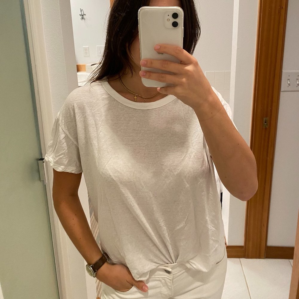 James Perse Cropped White T-Shirt